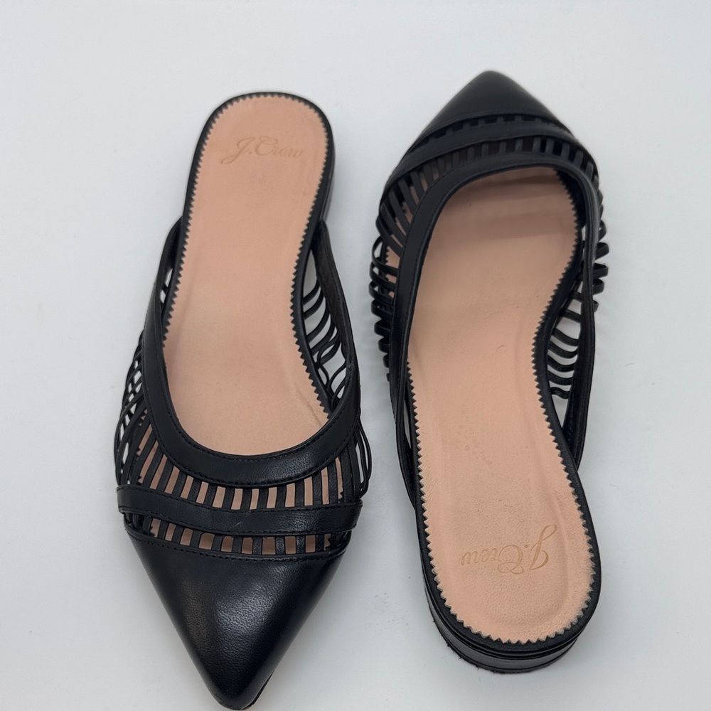 J. Crew Black Pointed Flats with Cutout Design